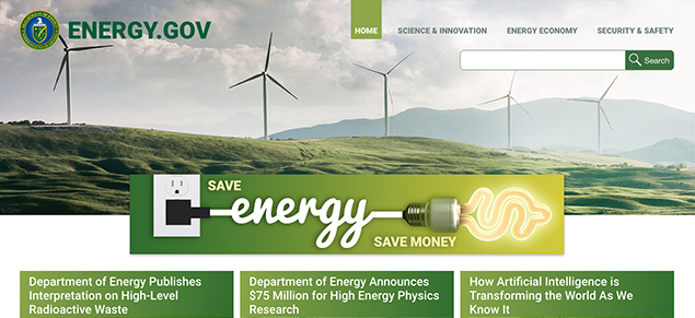 Screenshot of Energy.gov Redesign