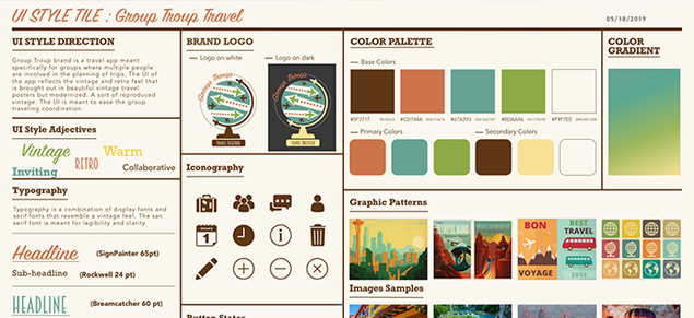 Screenshot of Style Board for Group Travel App